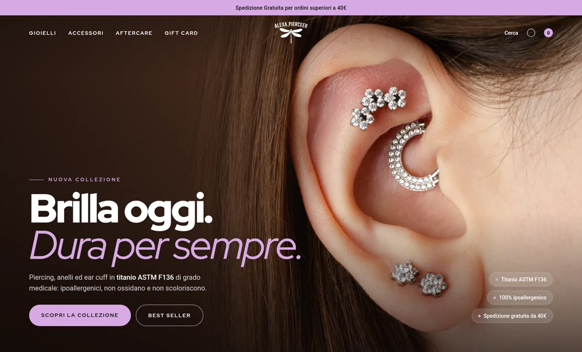 Lo shop di Alexa Gioielli: piercing in titanio