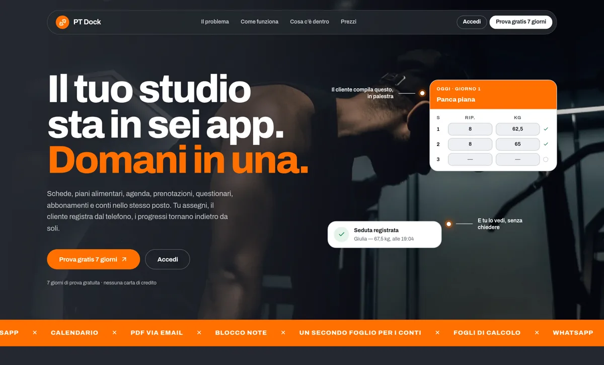 PT Dock, il gestionale del personal trainer