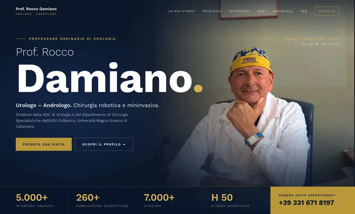 Il sito di un professore di urologia, con prenotazione visite